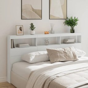 fehér áthidalószekrény LED-világítással 200 x 17 x 102 cm