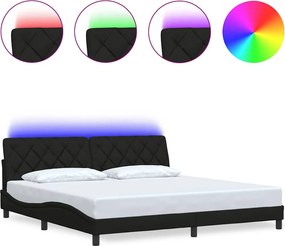 vidaXL fekete szövet ágykeret LED-es matrac nélkül 200 x 200 cm