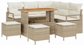 vidaXL Kerti Kanapé Szett párnával 9 pcs Bézs polirattan