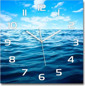 Nagy négyzet alakú üveg falióra Tengervíz 60x60 cm