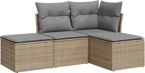 vidaXL 4 részes bézs polyrattan kerti ülőgarnitúra párnákkal