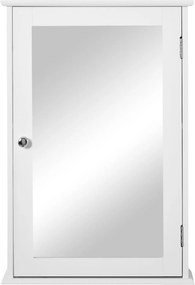 Kleankin Fürdőszobai Szekrény Tükörrel - Modern Fürdőszobai Bútor 41x14x60 cm Fehér | Aosom