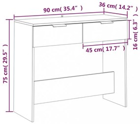 füstös tölgyszínű szerelt fa tálalóasztal 90 x 36 x 75 cm