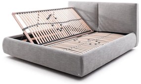 Szürke kárpitozott franciaágy tárolóhellyel ágyráccsal 180x200 cm Atesio – Meise Möbel