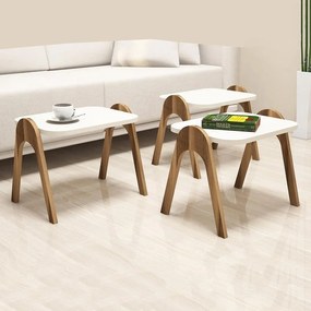 Dohányzóasztal (3 részes) Paris - Walnut, Cream