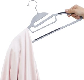 Műanyag vállfa készlet 50 db, csúszásmentes, 41,5 cm, szürke, ezüst