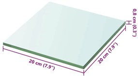 2 db átlátszó üveg paneles polc 20 x 20 cm