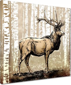 Vászonkép 50x50 Szarvas Nyírfa Erdő