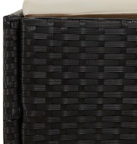 fekete polyrattan napágy összecsukható tetővel 200x114x128 cm
