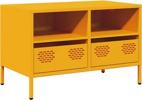 vidaXL mustársárga hidegen hengerelt acél TV-szekrény 68x39x43,5 cm