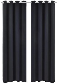 2 db fekete sötétítőfüggöny fém fűzőlyukakkal 135 x 175 cm