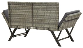 szürke polyrattan kerti pad párnával 176 cm