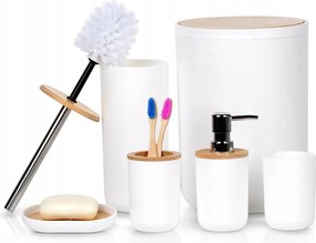 Fürdőszoba Szett 6 Db-os Kiegészítők Adagoló Pohár Szappantartó Kefe Fehér