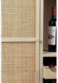 Krémszínű rattan bortartó szekrény, palackok száma 8, 90x100 cm Amaya – White Label
