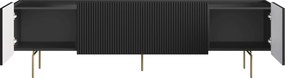 Malmi TV szekrény 200 cm - fekete matt / arany lábak