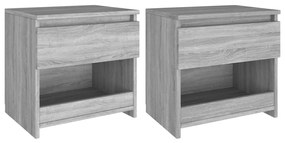 vidaXL 2 db szürke sonoma színű szerelt fa éjjeliszekrény 40x30x39 cm