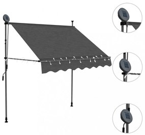 antracitszürke kézzel feltekerhető LED-es napellenző 100 cm