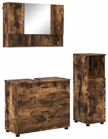 Fürdőszoba bútor szett 3 pcs Füstölt tölgy 76.5 x 35 x 64 cm