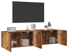 2 db antik fa színű falra szerelhető TV-szekrény 80 x 30 x 41cm