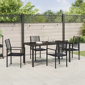 5 darabos kerti étkező szett Fekete PVC Rattan