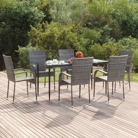 7 részes szürke polyrattan kerti étkezőgarnitúra