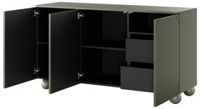 Sonatia II háromajtós komód, két rejtett fiókkal - 150 cm - olivazöld