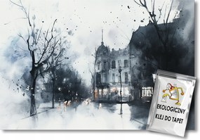 Fotótapéta Flizelina Város Utca Bérház Este Eső 200x140 ragasztó