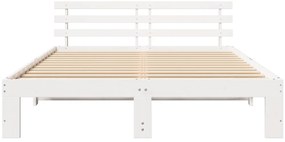 Fehér Fa Ágykeret Fehér Fa 150 x 200 cm Tartós Fehér Ágykeret