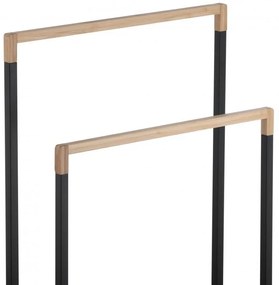 Erga Zola, 2 karos törülközőtartó állóra 45x21,5x84 cm, fekete matt-barna, ERG-YKA-P.ZOLA-2-BLK