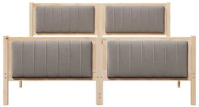 Ágykeret fejtámlával Barna és taupe 150 x 200 cm Tömör fenyőfa