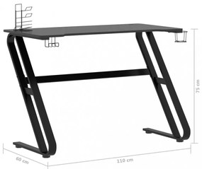fekete ZZ-lábú gamer asztal 110 x 60 x 75 cm