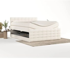 Krémszínű ágyneműtartós boxspring ágy 200x200 cm Blend – Maison de Rêve