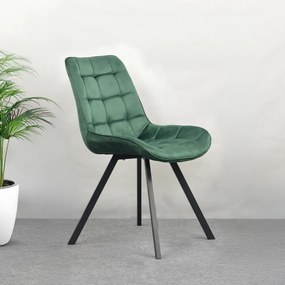 Étkezőszék, sötétzöld Velvet szövet/fekete, SAMIRA