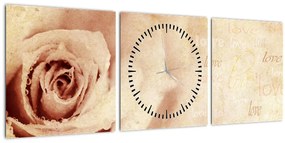 Kép - Rózsa virág szerelmeseknek (órával) (90x30 cm)