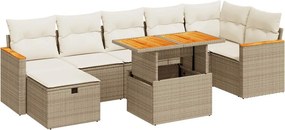 vidaXL 5 részes bézs polyrattan kerti ülőgarnitúra párnákkal