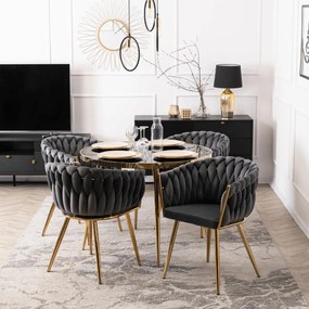 Fonott bársony szék szürke színben, CAPI