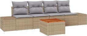 vidaXL Kerti Kanapé Szett 5 pcs Beige és Világosszürke polirattan
