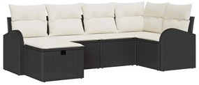 Kerti Kanapé Szett 6 pcs Fekete és krémszínű 234 x 124 x 85 cm