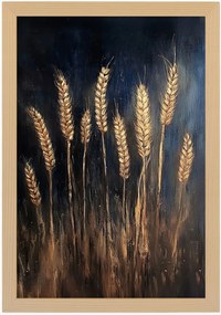 Poszter Keret Fa Olaj Természet Növényzet Falu Mező Gabona Kalászok 40x60