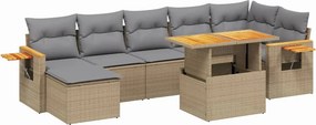 vidaXL 8 részes bézs polyrattan kerti ülőgarnitúra párnával