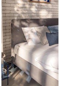 Szürke kárpitozott franciaágy ágyráccsal 180x200 cm Noira Slim – Bonami Selection