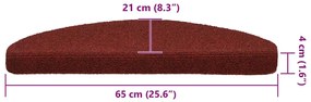 öntapadós lépcsőszőnyegek 30 db 65 x 21 x 4 cm bordói piros félkör alakú nagy