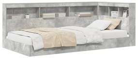 Könyvespolcos ágy Beton szürke 75x190 cm Mérnöki fa