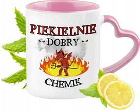 Vegyész Bögre Rózsaszín Szív Alakú Füllel Kávé Ajándék