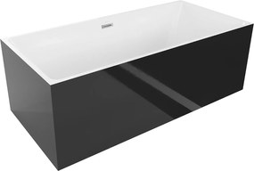 Luxury Nita szabadon álló fürdökád akril  170 x 80 cm, fehér/fekete,  leeresztö  króm - 52091708075 Térben álló kád