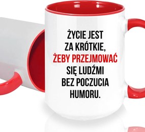 Bögre Fehér XXL Belső Piros Nagy Kerámia Ajándék Az Élet Rövid