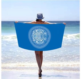 Strandkészlet TIGER – Fürdőlepedő 100×180 cm és poncsó 80×145 cm, kék