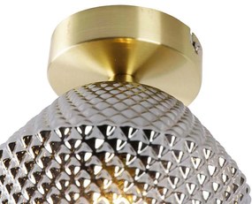 Art Deco mennyezeti lámpa sárgarézzel és füstüveggel - Karce