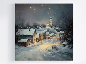 Vászonkép Canvas Tájkép Város Út Tél Hó 80x80