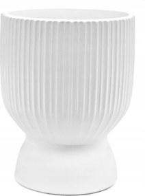 Virágtartó Fehér Kerámia 18x14cm Bordázott Matt Lábas 15 20 Fedél